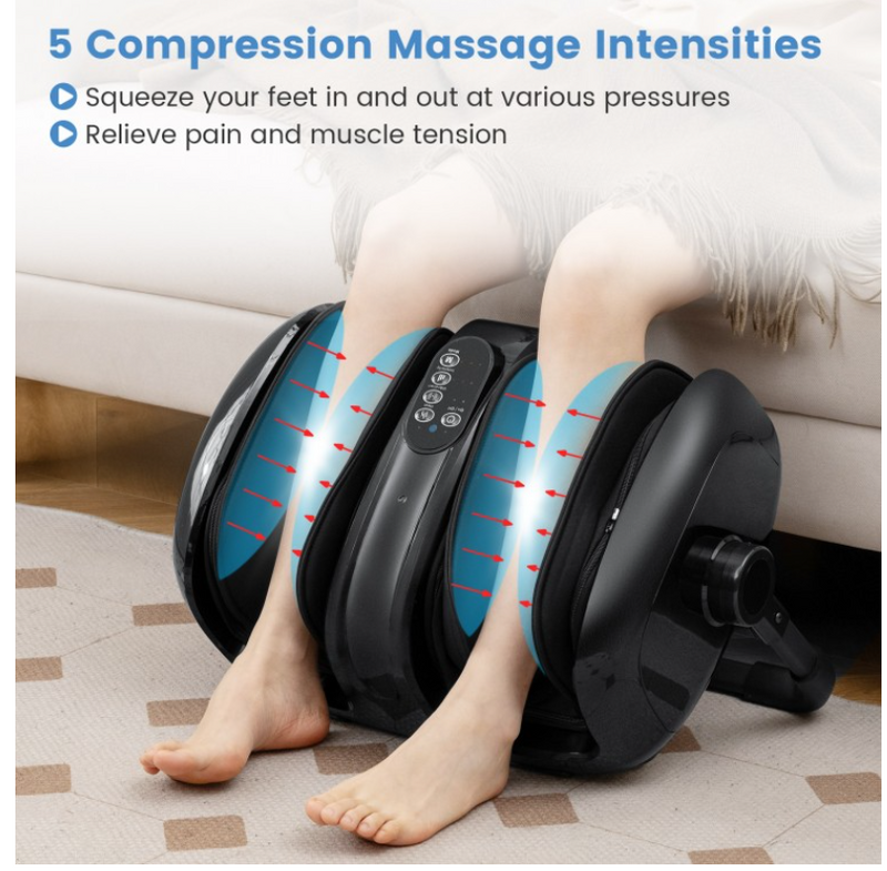 New Electric Foot/Arm/Calf Massager with Heat, Compression, Vibration and different Massage Modes, Remote control included