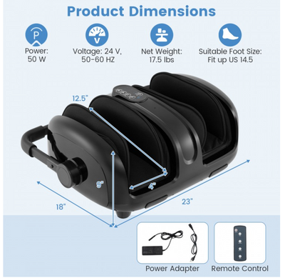 New Electric Foot/Arm/Calf Massager with Heat, Compression, Vibration and different Massage Modes, Remote control included