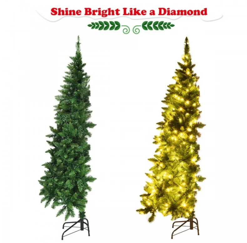 Pre-Lit Artificial Half National Christmas Tree with 8 Flash Modes - 6 feet