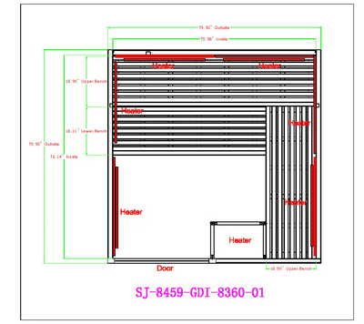 *GDI- NEW 2025 Toledo 6 Person Hybrid Sauna (Indoor). Full Spectrum and Harvia Traditional Stove- Himalayan Salt Bar GDI-8360-01