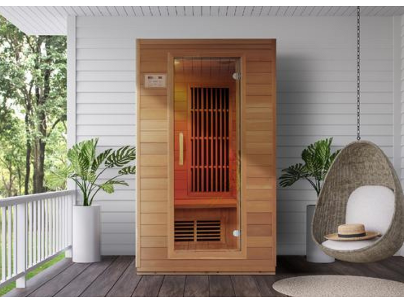 Blisspod, Vienna, Far Infrared Sauna Canadian Hemlock Very Low EMF Sauna, 4 Heaters, 2 Persons