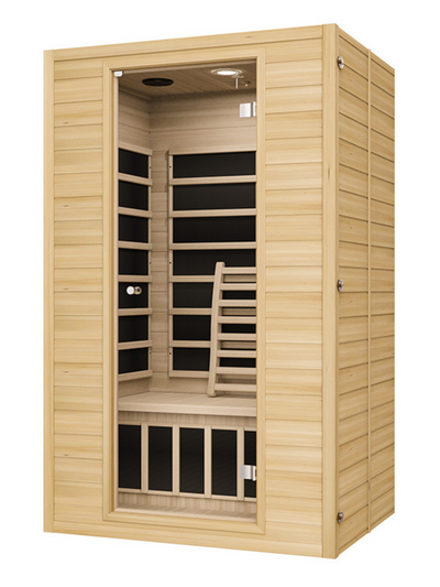 Blisspod, Vienna, Far Infrared Sauna Canadian Hemlock Very Low EMF Sauna, 4 Heaters, 2 Persons