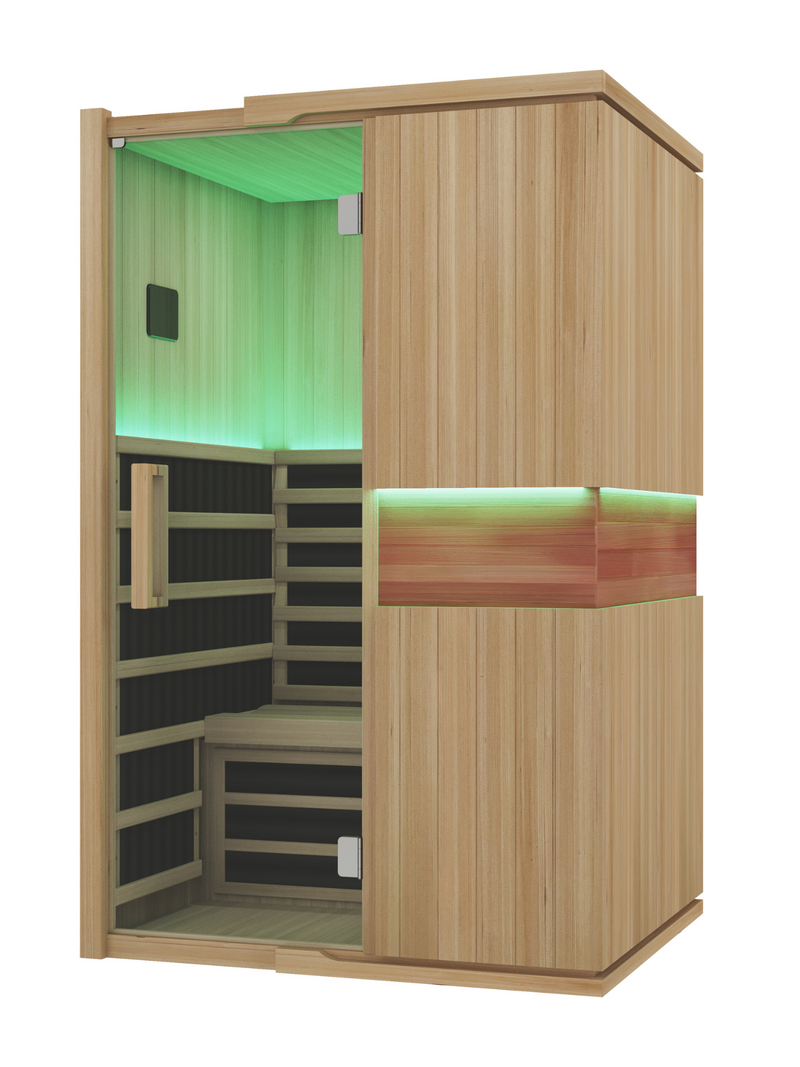 Blisspod, Milano, Full Spectrum Sauna Canadian Hemlock Ultra Low EMF, 6 Far Infrared & Red Glass Heater & Chromotherapy, 2 Person