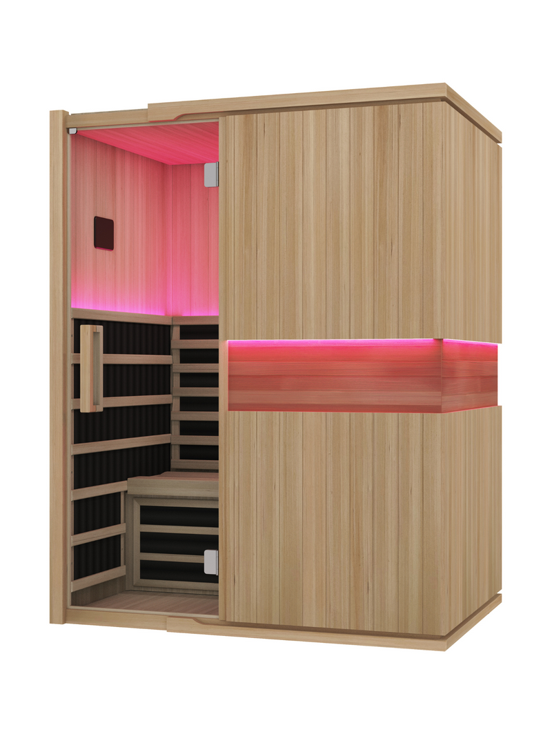 Blisspod, Milano, Full Spectrum Sauna Canadian Hemlock Ultra Low EMF, 7 Far Infrared & Red Glass Heater & Chromotherapy, 3 Person