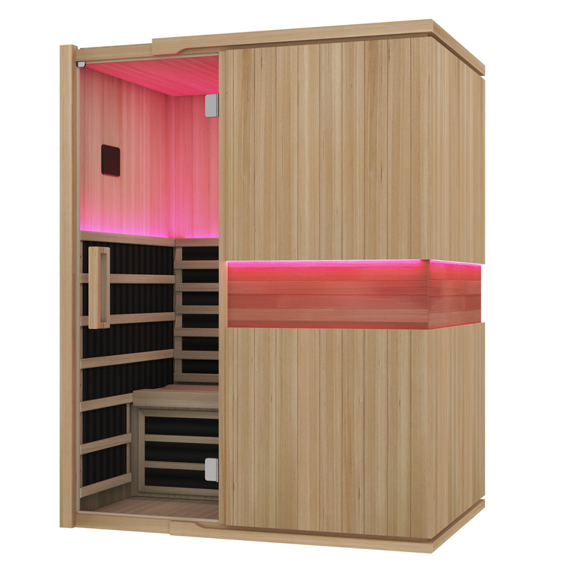 Blisspod, Milano, Full Spectrum Sauna Canadian Hemlock Ultra Low EMF, 7 Far Infrared & Red Glass Heater & Chromotherapy, 3 Person