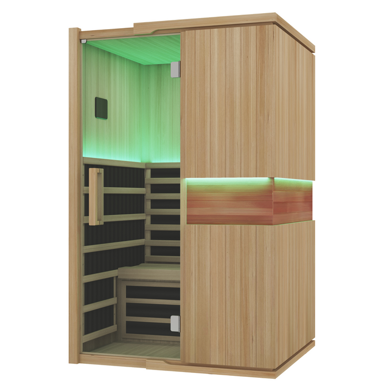 Blisspod, Milano, Full Spectrum Sauna Canadian Hemlock Ultra Low EMF, 6 Far Infrared & Red Glass Heater & Chromotherapy, 2 Person