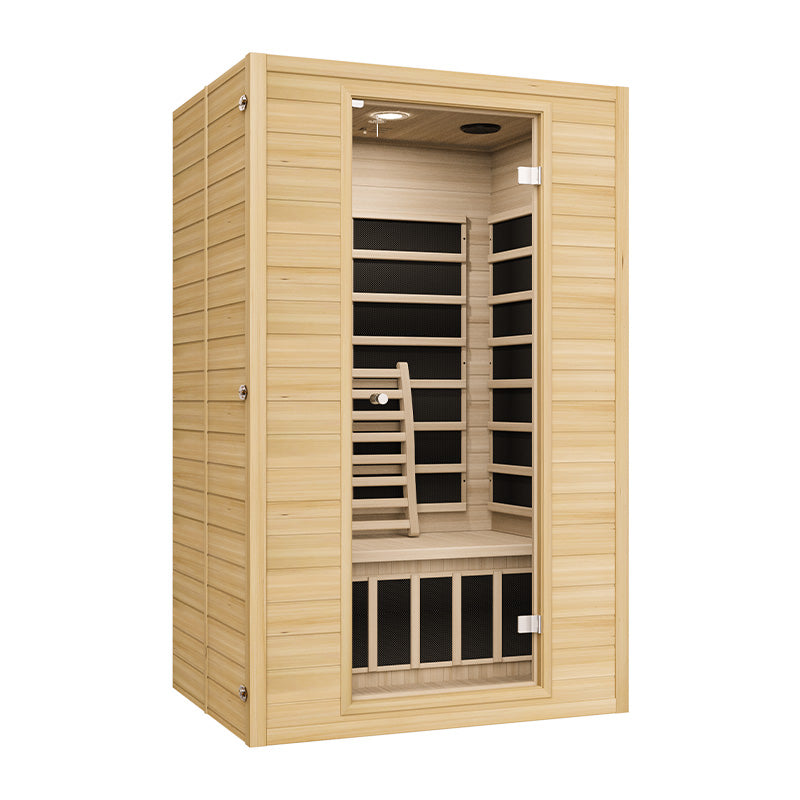 Blisspod, Vienna, Far Infrared Sauna Canadian Hemlock Very Low EMF Sauna, 4 Heaters, 2 Persons