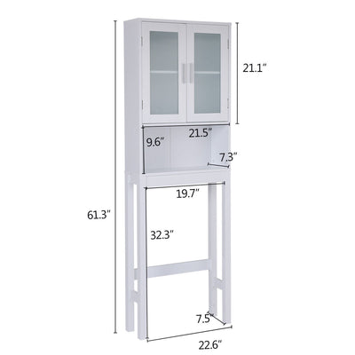 Wooden over the toilet Storage Cabinet with Tower Rack