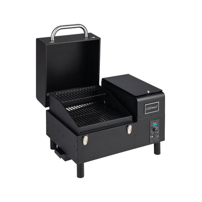 Portable Pellet Grill and Smoker Tabletop with Temperature Probe-Black