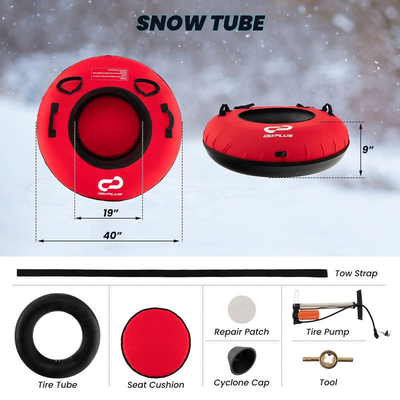 40 Inch Inflatable Snow Sled for Kids and Adults-Red