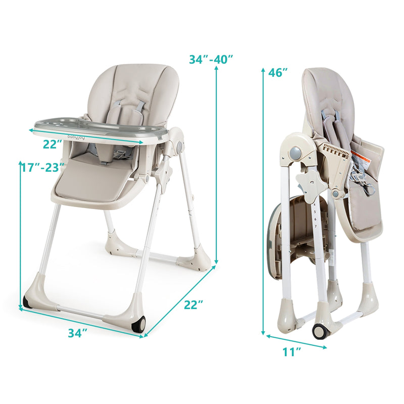 3-In-1 Convertible Baby High Chair for Toddlers-Gray