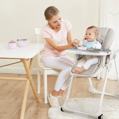 3-In-1 Convertible Baby High Chair for Toddlers-Gray