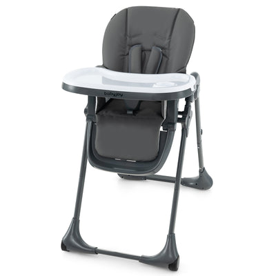 3-In-1 Convertible Baby High Chair with 7 Heights and Double Food Tray-Dark Gray