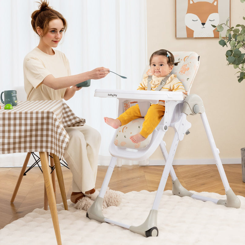 3-In-1 Convertible Baby High Chair with Adjustable Height for Toddlers-Beige