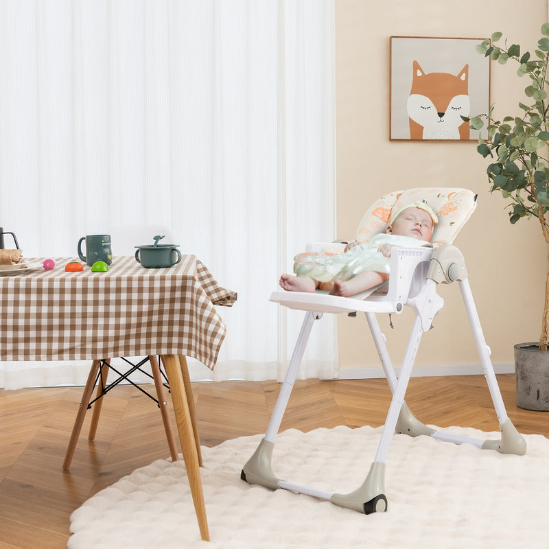 3-In-1 Convertible Baby High Chair with Adjustable Height for Toddlers-Beige