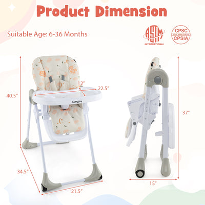 3-In-1 Convertible Baby High Chair with Adjustable Height for Toddlers-Beige