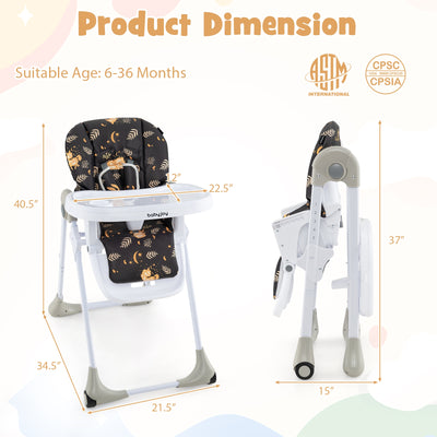 3-In-1 Convertible Baby High Chair for Toddlers-Dark Brown