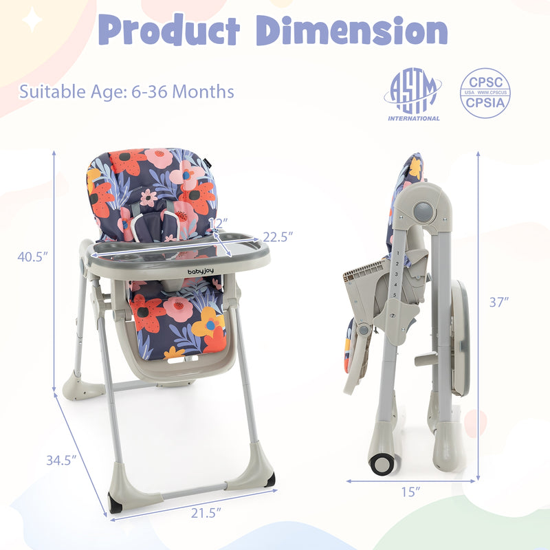 3-In-1 Convertible Baby High Chair for Toddlers-Purple