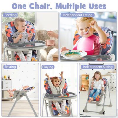 3-In-1 Convertible Baby High Chair for Toddlers-Purple