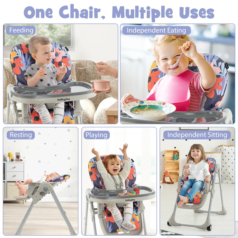 3-In-1 Convertible Baby High Chair for Toddlers-Purple