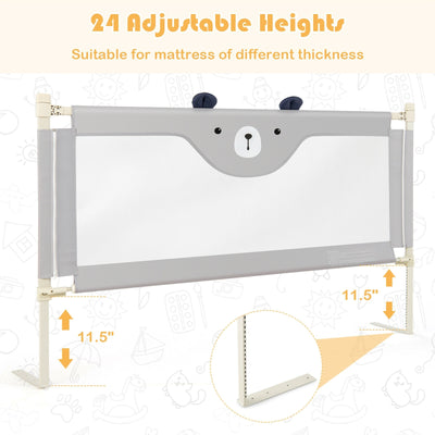 57 Inches Bed Rail for Toddlers with Double Lock-Gray