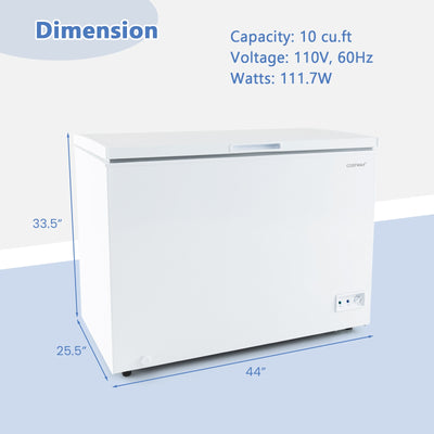 Compact Deep Freezer with 7-Level Adjustable Temperature and Removable Basket-White