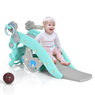 4-in-1 Rocking Horse and Slide Set for Kids-Blue