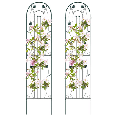 2 Pack 86.5 x 20 Inches Metal Garden Trellis for Climbing Plants-Green