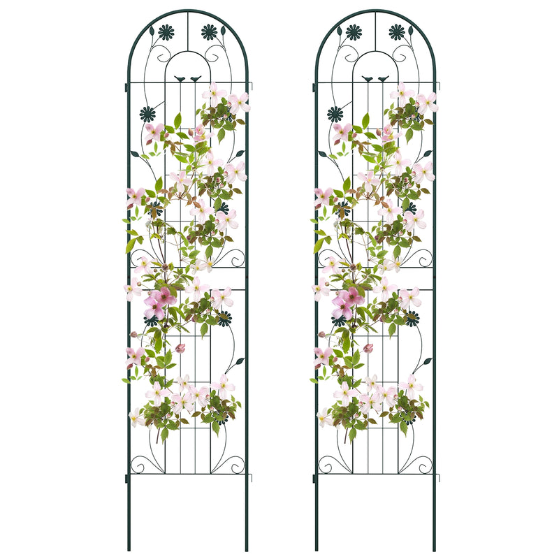 2 Pack 86.5 x 20 Inches Metal Garden Trellis for Climbing Plants-Green