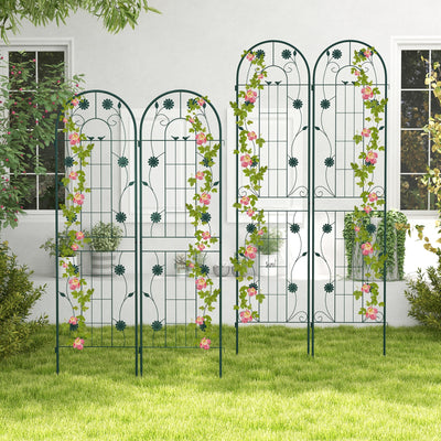 2 Pack 86.5 x 20 Inches Metal Garden Trellis for Climbing Plants-Green