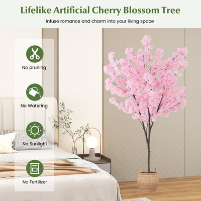 6.5 FT Tall Artificial Cherry Blossom Tree with 1170 Pink Flowers