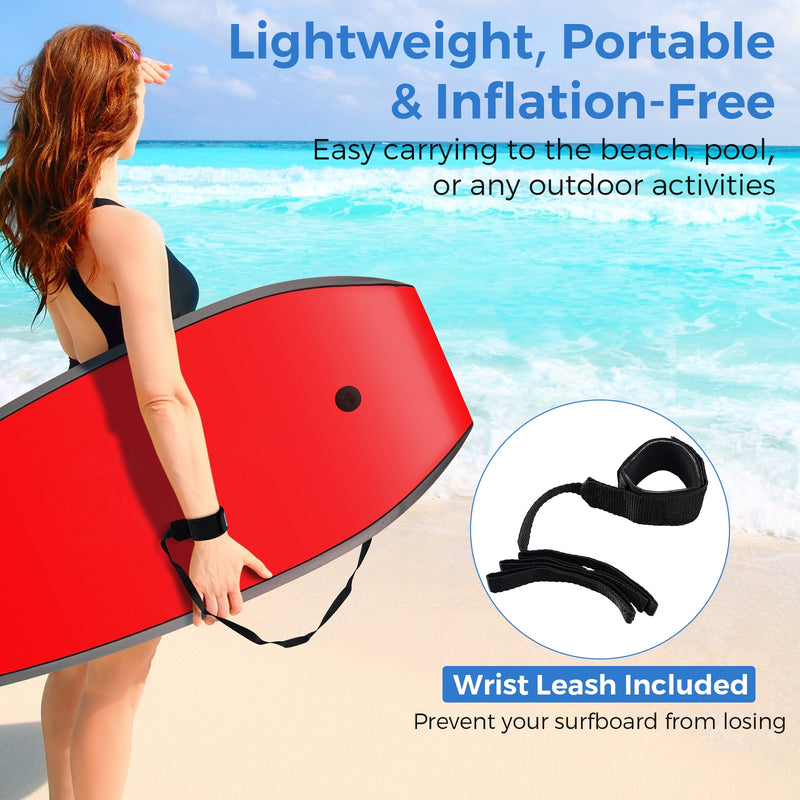 33/37/41 Inches Lightweight Body Board Boogie Board with EPS Core XPE Deck HDPE Bottom Multicolor1-L