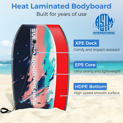 33/37/41 Inches Lightweight Body Board Boogie Board with EPS Core XPE Deck HDPE Bottom Multicolor2-M