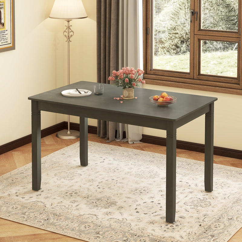 48-Inch Wooden Dining Table for 4 People Rectangular Kitchen Table with Rubber Wood Legs-Gray