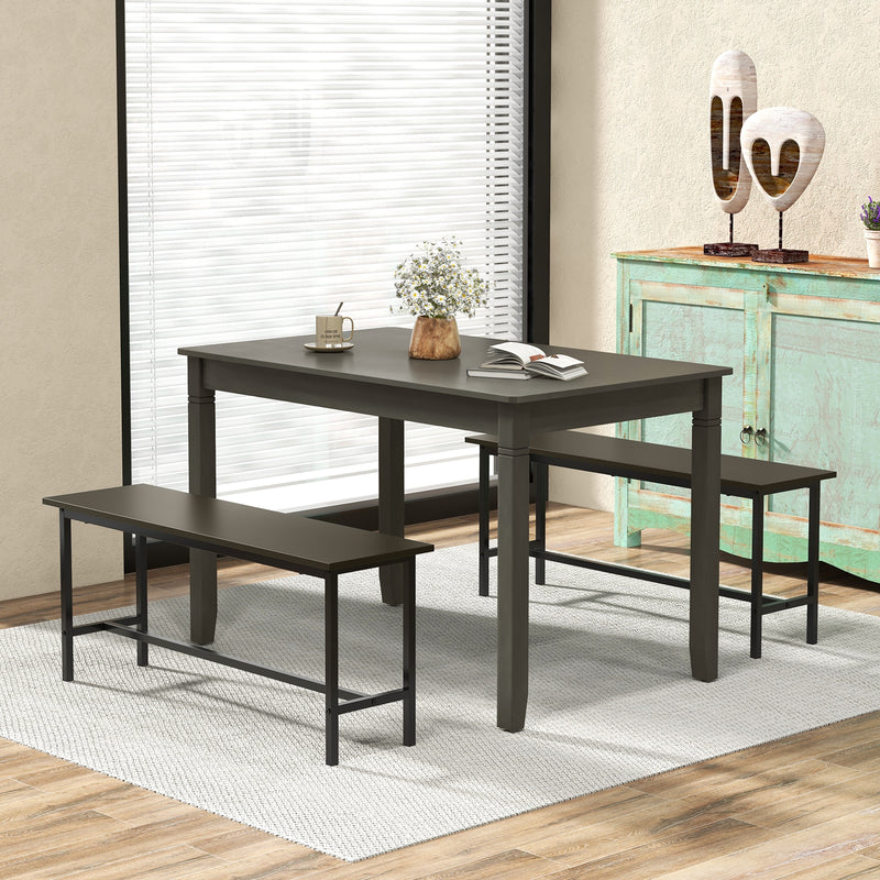 48-Inch Wooden Dining Table for 4 People Rectangular Kitchen Table with Rubber Wood Legs-Gray