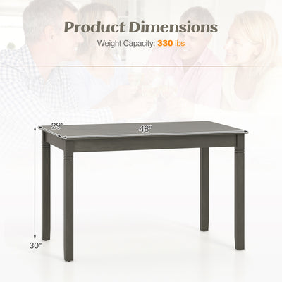 48-Inch Wooden Dining Table for 4 People Rectangular Kitchen Table with Rubber Wood Legs-Gray