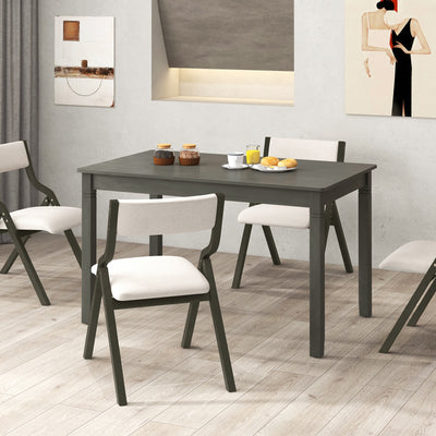 48-Inch Wooden Dining Table for 4 People Rectangular Kitchen Table with Rubber Wood Legs-Gray