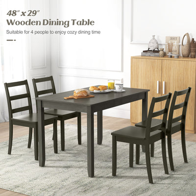 48-Inch Wooden Dining Table for 4 People Rectangular Kitchen Table with Rubber Wood Legs-Gray