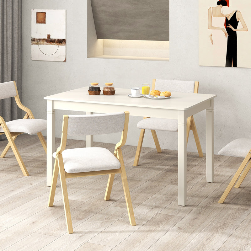 48-Inch Wooden Dining Table for 4 People Rectangular Kitchen Table with Rubber Wood Legs-Cream White