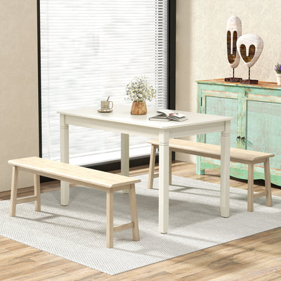 48-Inch Wooden Dining Table for 4 People Rectangular Kitchen Table with Rubber Wood Legs-Cream White