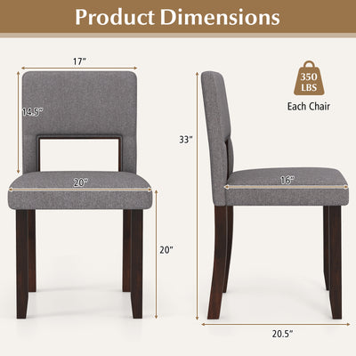 Set of 2 Wooden Dining Chair with Acacia Wood Frame Padded Seat and Back-Gray