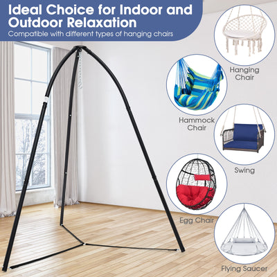 Heavy Duty Metal Hanging Chair Stand with Hanging Chain-Black