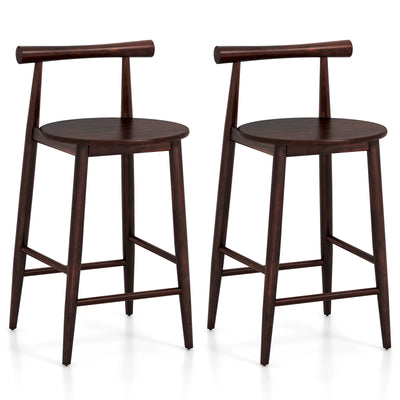 Counter Height Bar Chair Set with Acacia Wood Frame and Supporting Legs-Brown