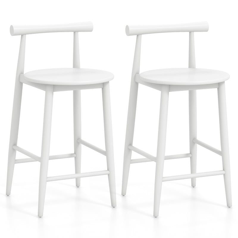 Counter Height Bar Chair Set with Acacia Wood Frame and Supporting Legs-White