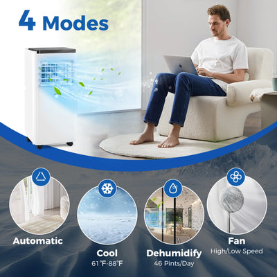 10000 BTU Portable Air Conditioner with Remote Control Cools up to 350 Sq.Ft