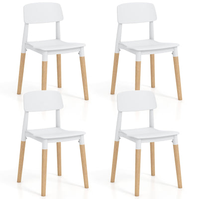 Modern Dining Side Chairs Set of 4 with Ergonomic Backrest for Dining Room-White