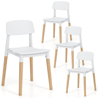 Modern Dining Side Chairs Set of 4 with Ergonomic Backrest for Dining Room-White