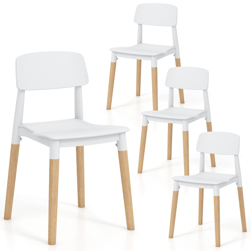 Modern Dining Side Chairs Set of 4 with Ergonomic Backrest for Dining Room-White