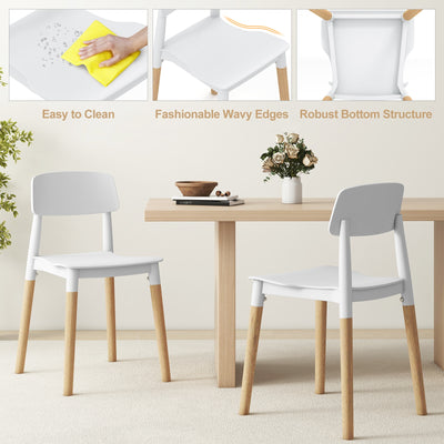 Modern Dining Side Chairs Set of 4 with Ergonomic Backrest for Dining Room-White