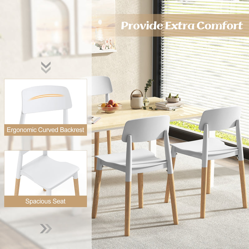 Modern Dining Side Chairs Set of 4 with Ergonomic Backrest for Dining Room-White